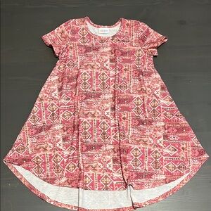 LuLaRoe pink and White A-Line Dress with Flutter Sleeves